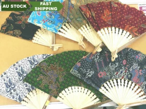 4 Pieces Large Bamboo Silk Fan Hand Folding Fans Gifts 28cm Long Bamboo Fan - Bild 1 von 2