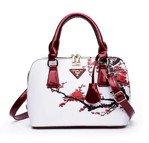 Cherry Blossom Luxury Handbag Sakura White Red Floral Shoulder Bag Japanese - Picture 1 of 10