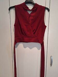 LADIES TOP, VALLEYGIRL SZ L, MAROON, STRETCHY POLY, CUTE, EXC COND