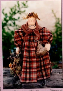 Autumn Doll Pattern Soft Sculpture Primitive Folk Art Country Flannel W Moss - Picture 1 of 3