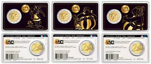 FRANKREICH 2 EURO 60 JAHRE ASTERIX 2019 ALLE DREI COINCARDS bankfrisch - Bild 1 von 2