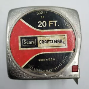Sears Craftsman Vintage 20 FT Measuring Tape 39217 White Blade Red Button USA - Picture 1 of 24