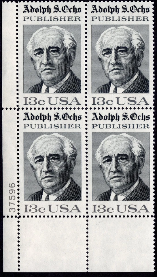 Scott #1700 Adolph S. Ochs Plate Block of 4 Stamps - MNH - Image 1 of 1