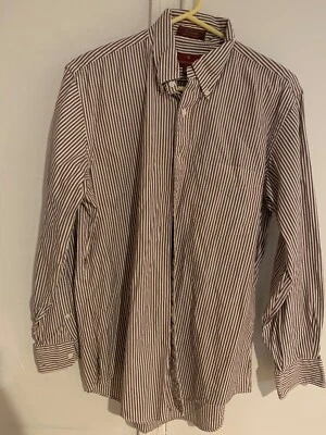 Nordstrom Men's Button-down Lng Sleeve size 15 1/2-33,  maroon striped,  cotton - Image 1 of 3