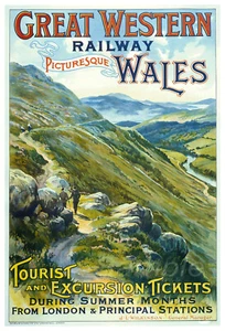 VINTAGE WALES GWR RAILWAY A3 POSTER PRINT - Picture 1 of 2