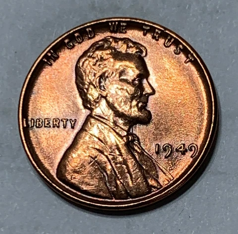 (BU Red Gem) 1949  Lincoln Wheat Penny Cent  Ch Superb Looking Coin Cover