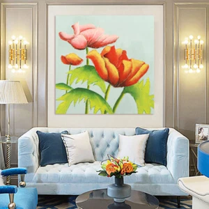 Flower Hand Painted Oil Painting Art Canvas Home Decor Framed 60x60cm - Picture 1 of 6