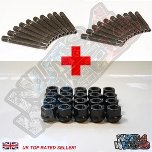 20 Wheel Stud Conversion kit Black Open Nuts 75mm +10 fit BMW M3 E75 E92 E93 - Picture 1 of 2