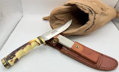 Faca de caça vintage Schrade EUA 153UH tio Henry com pedra de afiar excelente condição - Imagem 1 de 4