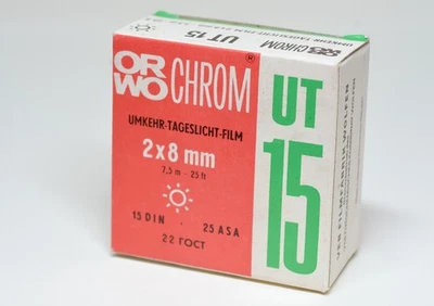 ORWO CHROM UT15 2x8MM Black & White Film DDR GDR Rare 8mm Vintage B&W cine 1990 - Bild 1 von 4
