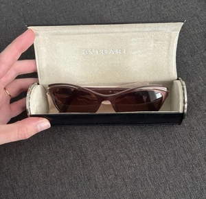 Bvlgari Brown Sunglasses With Case And Cloth Vintage Gemstone Arms 4035B. - Picture 1 of 9