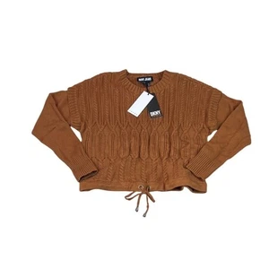 NWT DKNY Cable Knit Poncho Sweater Crewneck Burnt Umber Women's Size M Gift New - Picture 1 of 8