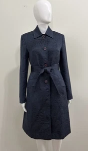 Giacca midi Jones New York Navy Paisley jacquard cravatta metallica cintura tasca taglia 4 - Foto 1 di 11