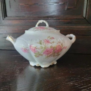 GDA Charles Field Haviland Limoges Pink Roses Covered Sugar Bowl - Picture 1 of 8