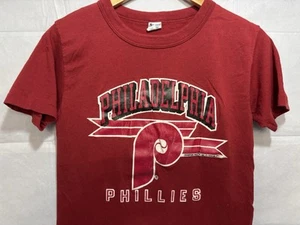 Vintage Philadelphia Phillies Shirt Champion MLB Sleeve Maroon Men’s Small 1988 - Picture 1 of 11