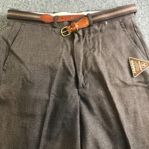 Pantalones Farah Para Hombre 32x32 Marrón Darcon Cinturón Frente Plano Pierna Ancha Acampanado Orlon - Imagen 1 de 13