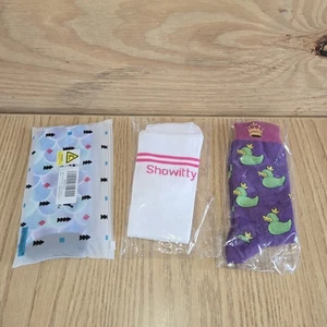 Variety 3 Pair Of Crew Socks Differ Brands Mermaid Tail Scales Showitty Ducks - Picture 1 of 8