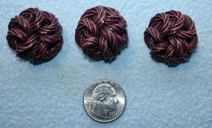 3 Vintage Chunky Plastic EXTRUDED PURPLE PLUM NOODLE Buttons Self Shank Back EUC - Picture 1 of 4