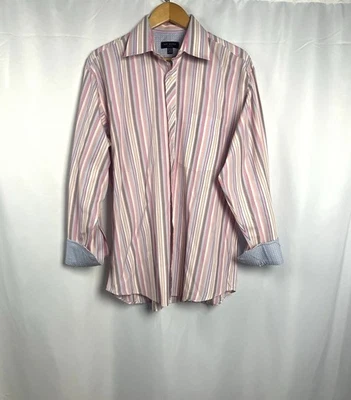 Puños abatibles Ted Baker London Urban para hombre 16,50 34/35 azul rosa a rayas abotonadas Foto 1 de 4