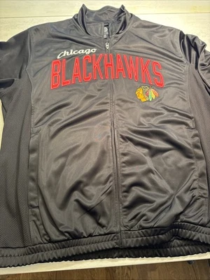 Chicago Blackhawks Men's 2XL NHL Black Full Zip Sweat Track Jacket Embroidered - Image 1 of 4