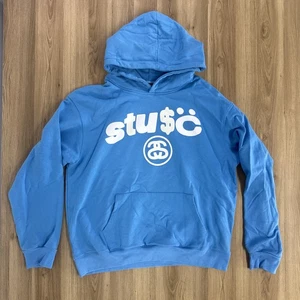 STUSSY Cactus Plant Flea Market CPFM Blue Hooded Sweater AUTHENTIC Large Travis - Picture 1 of 11