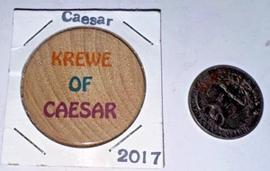 Krewe of Caesar / I Wish / 2017 Mardi Gras Doubloon #255 - Wooden - Picture 1 of 3