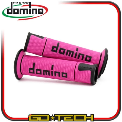 MANOPOLE DOMINO A450 MOTO SCOOTER STRADALI Fucsia Nero ON ROAD RACING Forate - Immagine 1 di 2