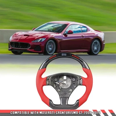 Volante LED de fibra de carbono real para Maserati GranTurismo GT 2008-2018 2019 Foto 1 de 4