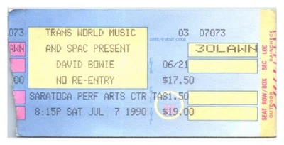 David Bowie Concert Ticket Stub July 7 1990 Saratoga Springs New York - Image 1 of 2