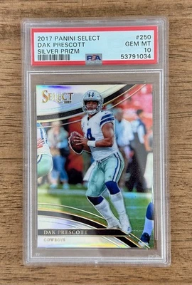 Select Dak Prescott Silver Prizm Field Level #250 2017 PSA 10 POP 4 Cowboys Foto 1 de 2