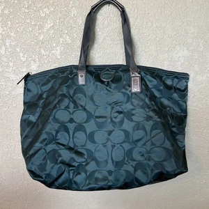 COACH Getaway Signature Packable Travel Weekender Getaway Tote Bag Gray/Green - Picture 1 of 6