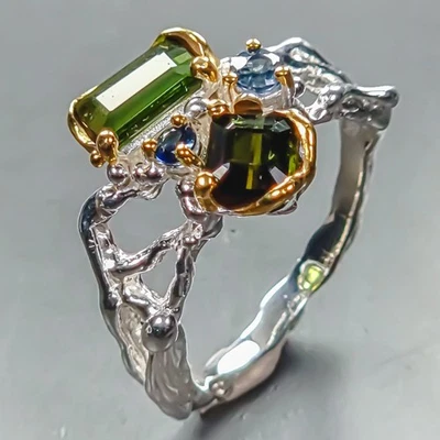 Caro Anillo de Turmalina Natural IF Plata de Ley 925 Talla 9/R445953 Foto 1 de 4