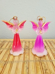 Blown Art Glass ANGEL ornaments Red & Pink Vintage 4" Tall - Picture 1 of 9