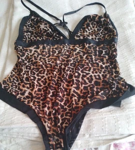 New Look Animal Print Bodysuit Adjustable Straps Size 16 - Picture 1 of 4