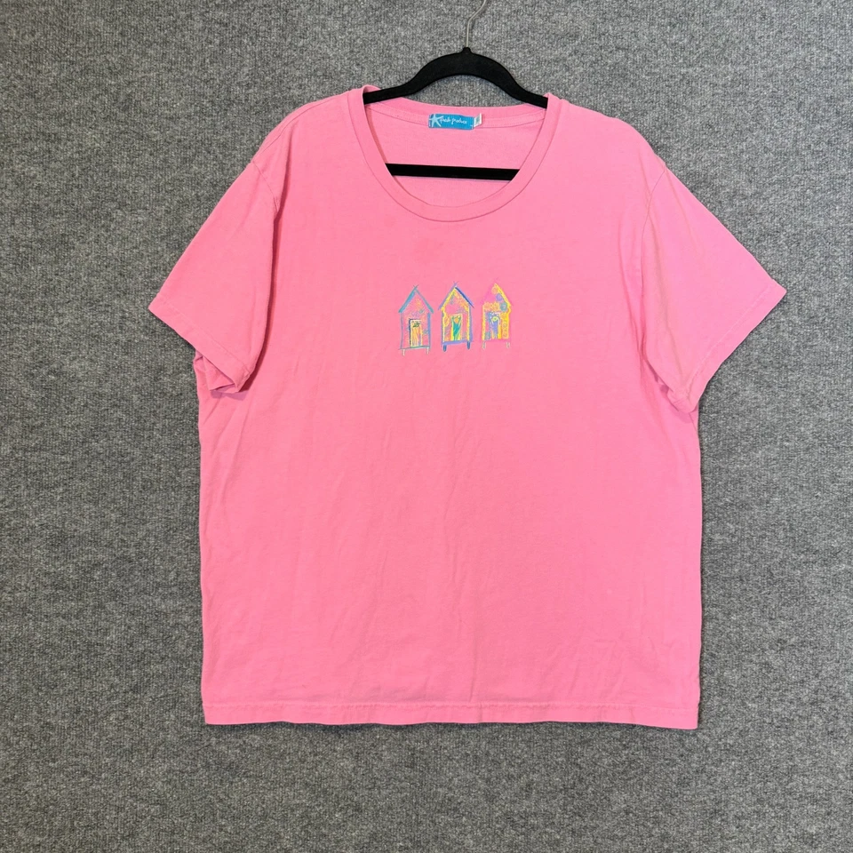 Camisa Fresh Produce Mujer XL Rosa Manga Corta Camiseta Playa Casa Tropical Foto 1 de 4