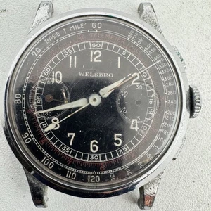 Reloj Pulsera Welsbro Bi-Compax Vintage Negro Hombre Cronógrafo Landeron 48 Suizo - Imagen 1 de 5