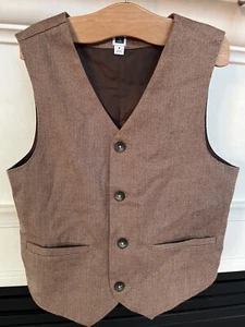 Janie Jack Boys Suit Vest 8 Brown Herringbone Christmas Holiday - Picture 1 of 2