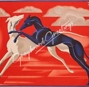 Greyhound Dog Tile Art Piece "Deco Dogs" - Stand or Hang 4-1/4" Square - Picture 1 of 2