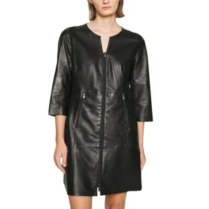 Vestido LeatherViz Negro Mínimo Cuero Con Cierre Frontal de Cremallera, Mini Vestido - Imagen 1 de 8
