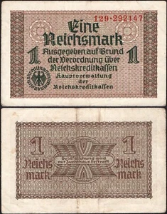 1 Reichsmark 1940-1945 Series: 129-292147 - Reichskreditkassen note -F-#A22 - Picture 1 of 4