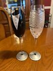 Bride & Groom Hand Painted Champagne Flutes