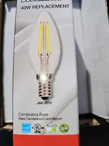 Satco S29877 4.5 watt B10 LED; Clear; Candelabra Base; 2700K; 350 lumens; 120 Vo - Picture 1 of 6