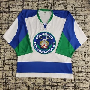 Vtg Columbus Cottonmouths Hockey Jersey SPHL White L Embroidered Stitched 2000s - Picture 1 of 13