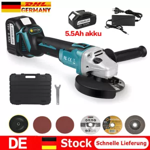 125mm Winkelschleifer Akku Trennschleifer Schleifmaschine Flex mit 5.5AH Akku - Bild 1 von 12
