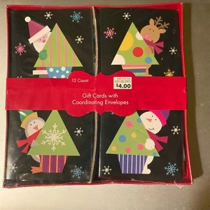 New 12 Gift CARDS & Envelopes Santa Reindeer Penguin Snowman Paper Magic Inc - Picture 1 of 6
