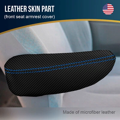 Apoyabrazos de asiento delantero de carbono para Dodge Gran Caravan 1996-2007 puntada azul Foto 1 de 4