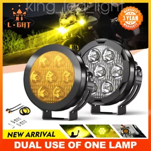 2x LED Motorcycle Spot Lights Auxiliary Headlight Driving Fog Lamp Yellow White - Picture 1 of 8