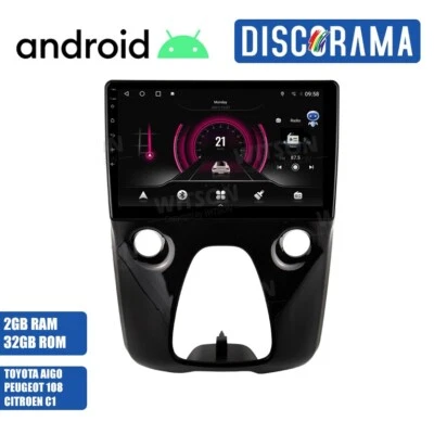 AUTORADIO ANDROID PEUGEOT 108 AYGO CITROEN C1 2014-2021 STEREO AUTO TOUCH 10" - Immagine 1 di 4