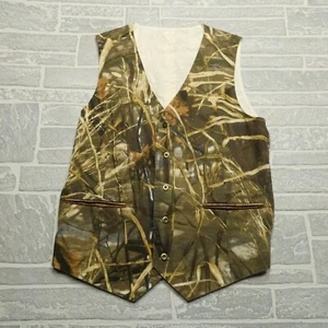 VINTAGE Realtree Camo Hunting Vest Size Medium Cotton Button Up Advantage Max 4 - Picture 1 of 6