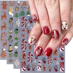 Christmas Nail Art Stickers 5D Embossed Self-Adhesive Glitter Christmas Snowman - Picture 1 of 12
